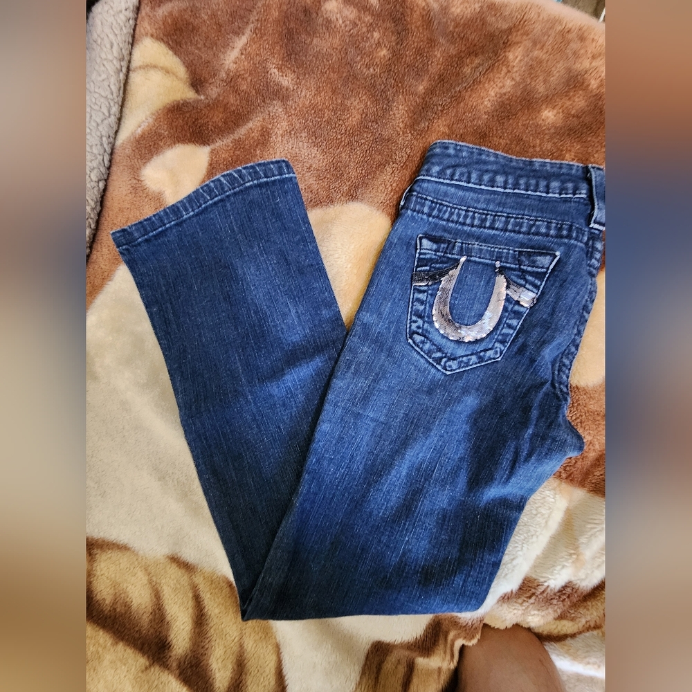 True Religion Women's Sequined Boot Cut Jeans, Size 28